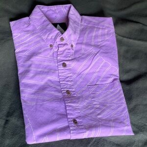 Sig Zane Purple Button-Down Aloha Shirt with White Pattern